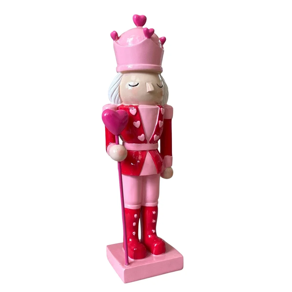 Cupcakes & Cashmere Wooden Heart Nutcracker 12.5in Pink & Red Valentines Decor